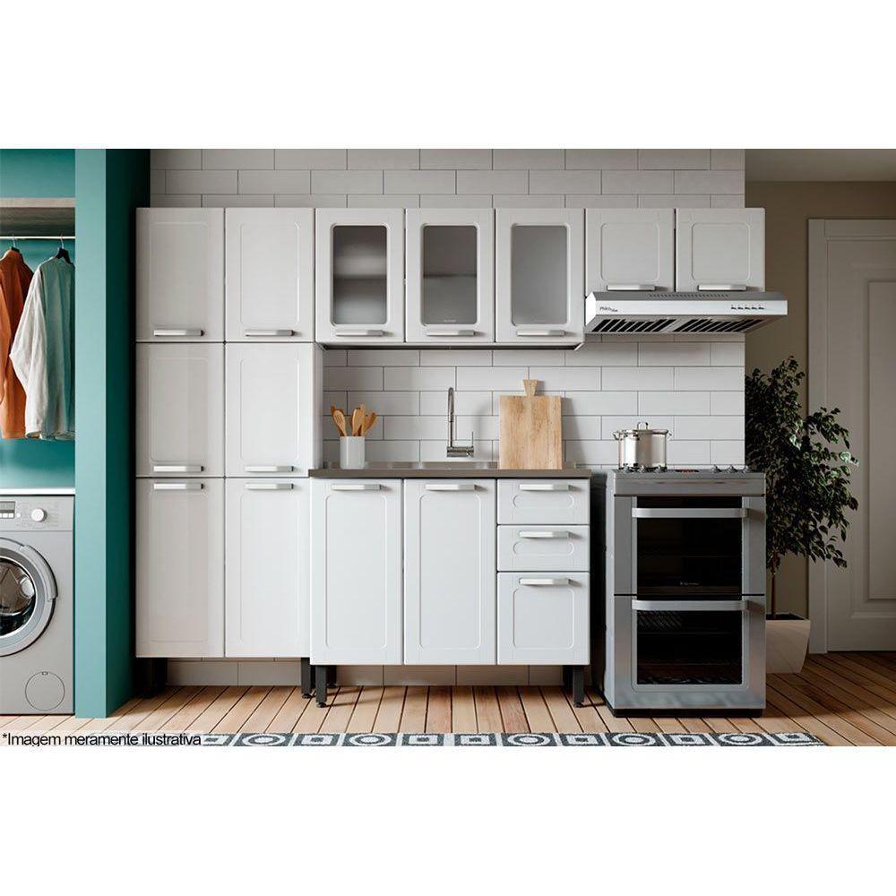 Balcão de Cozinha Modulado Gabinete c/Pia Múltipla 6015 3 Portas e 2 Gavetas Branco - Bertolini - 2