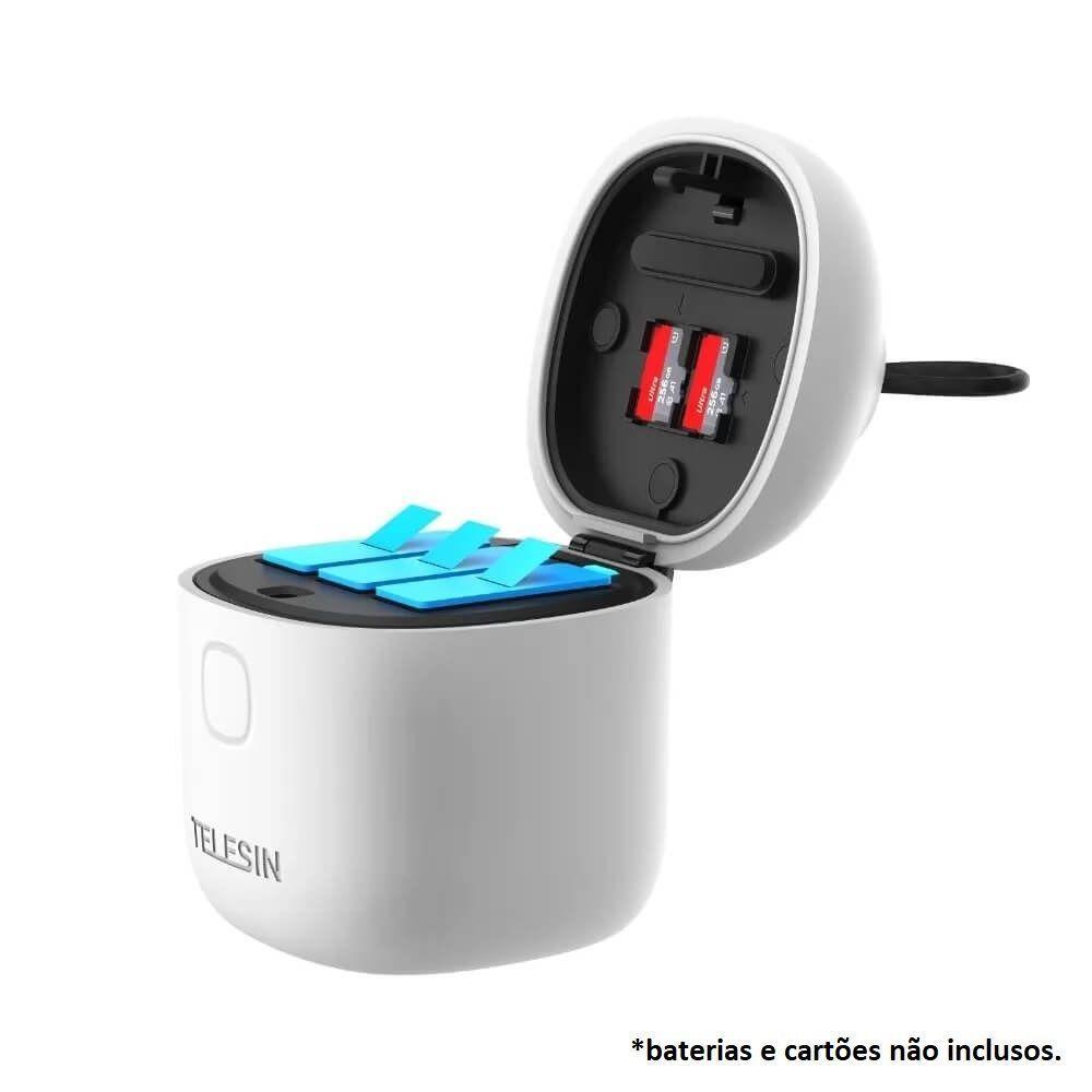 Carregador Triplo Branco para GoPro 9, 10 e 11 Black - Telesin - 4