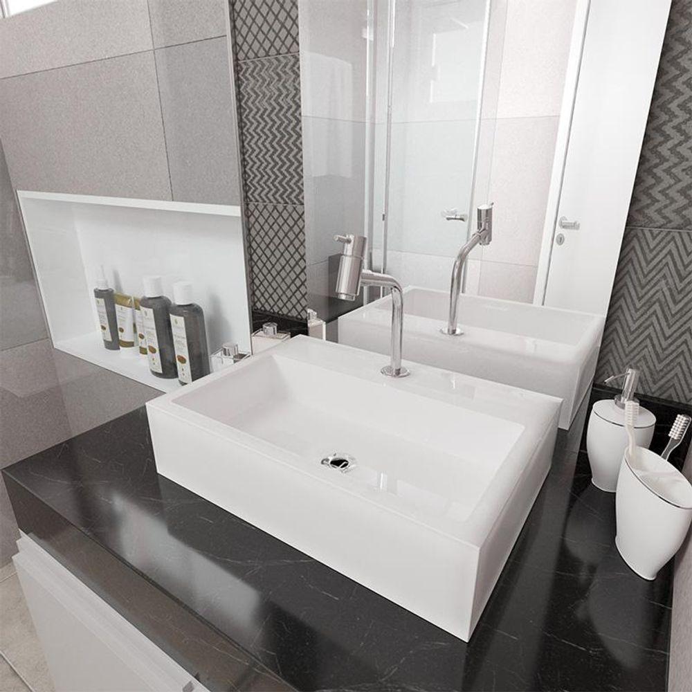 Cuba Pia Banheiro Suprema Com Torneira Dl05 E Valvula Abs Branco Branco - 1