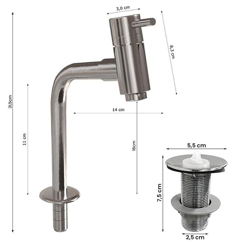 Cuba Pia Banheiro Suprema Com Torneira Dl05 E Valvula Abs Branco Branco - 2