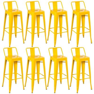 Kit 8 Banquetas Com Encosto 76 Cm Amarelo Amarelo