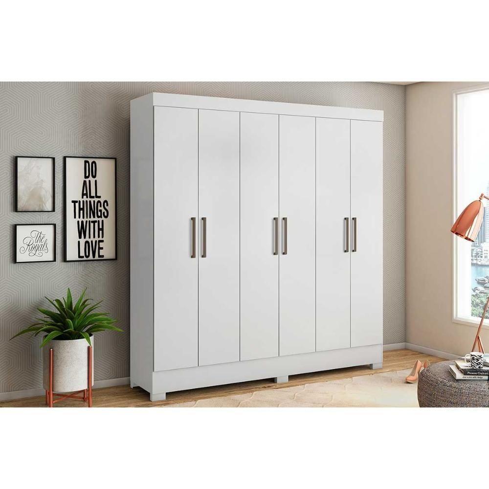 Guarda Roupa Casal 6 Portas e 3 Gavetas Prático Branco - Demóbile - 1