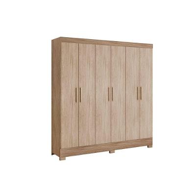 Guarda Roupa Casal Prático 6 Portas de Bater 3 Gavetas Branco MDP Demóbile