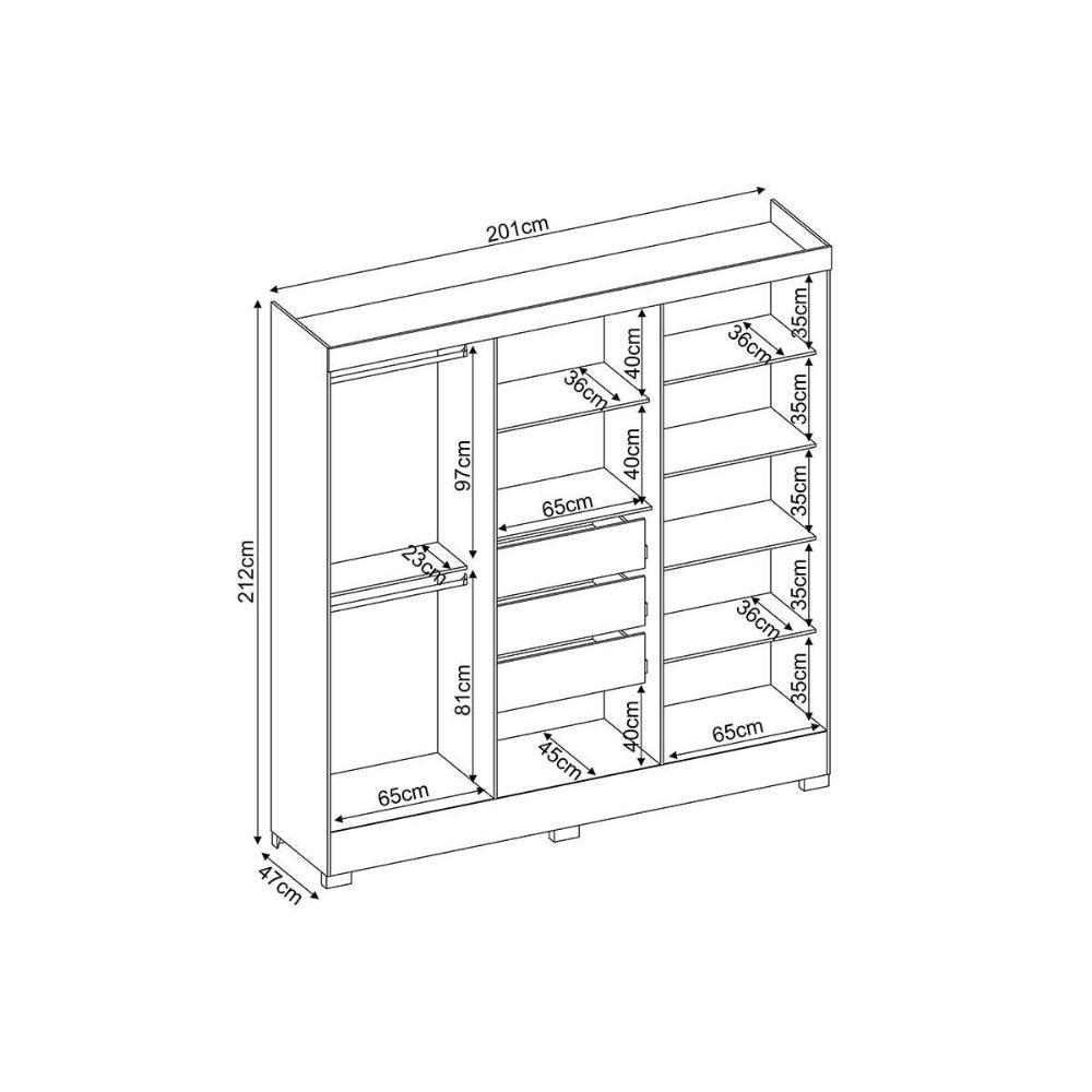Guarda Roupa Casal 6 Portas e 3 Gavetas Prático Branco - Demóbile - 7