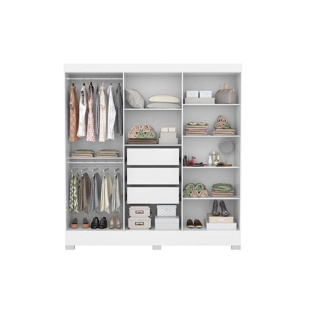 Guarda Roupa Casal 6 Portas e 3 Gavetas Prático Branco - Demóbile - 3