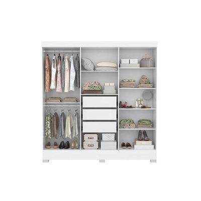 Guarda Roupa Casal Prático 6 Portas de Bater 3 Gavetas Branco MDP Demóbile
