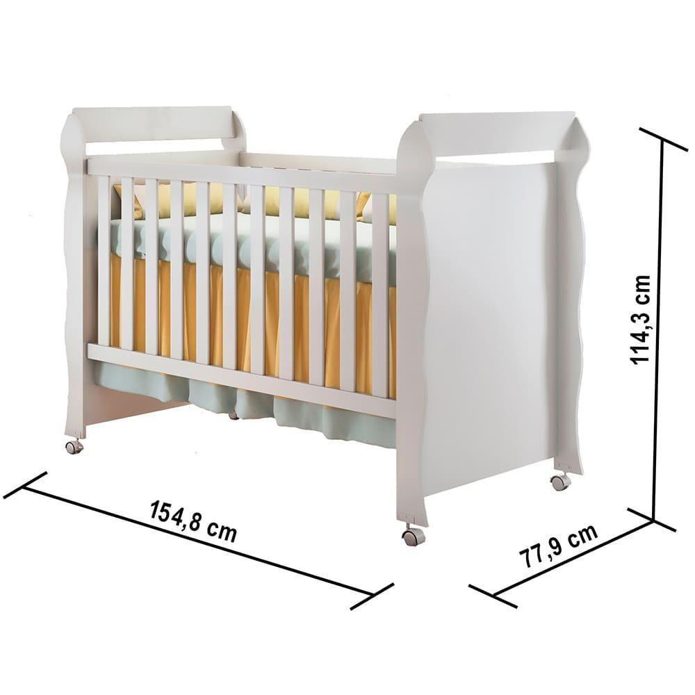 Quarto De Bebê Berço Mini Cama Guarda Roupa Infantil Branco - 5