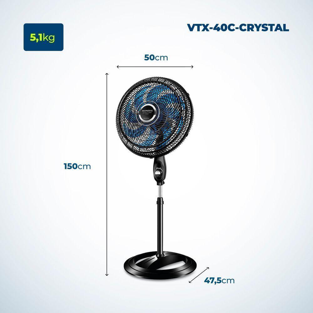 Ventilador De Coluna Super Turbo 8 Pás Mondial - Vtx-40c-crystal Vent 40cm Vtx-40c-crystal 220v/60hz . - 3