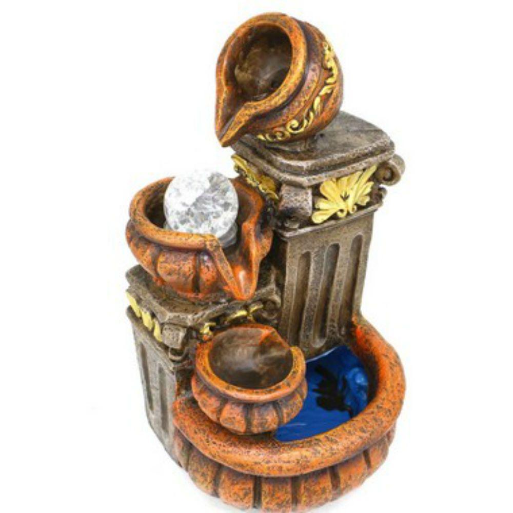 Fonte Água Decorativa Resina Cascata Iluminação Led Bivolt - 3