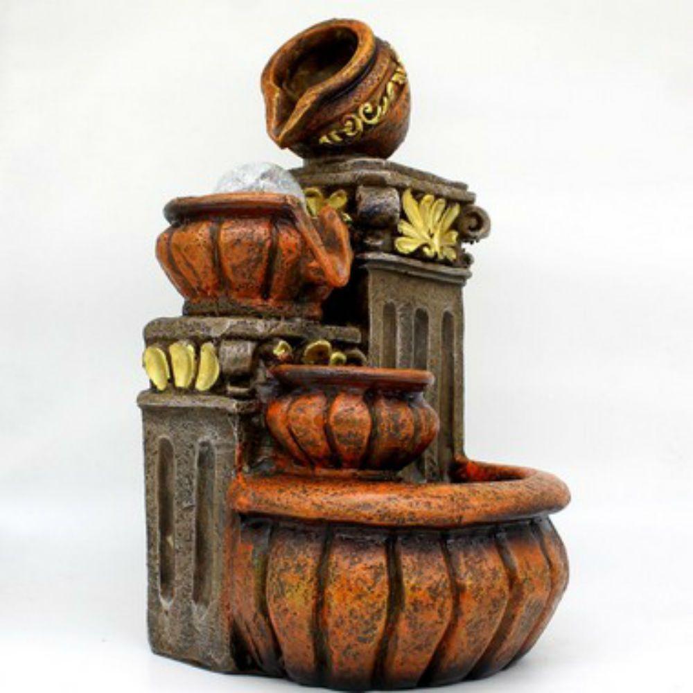 Fonte Água Decorativa Resina Cascata Iluminação Led Bivolt - 10