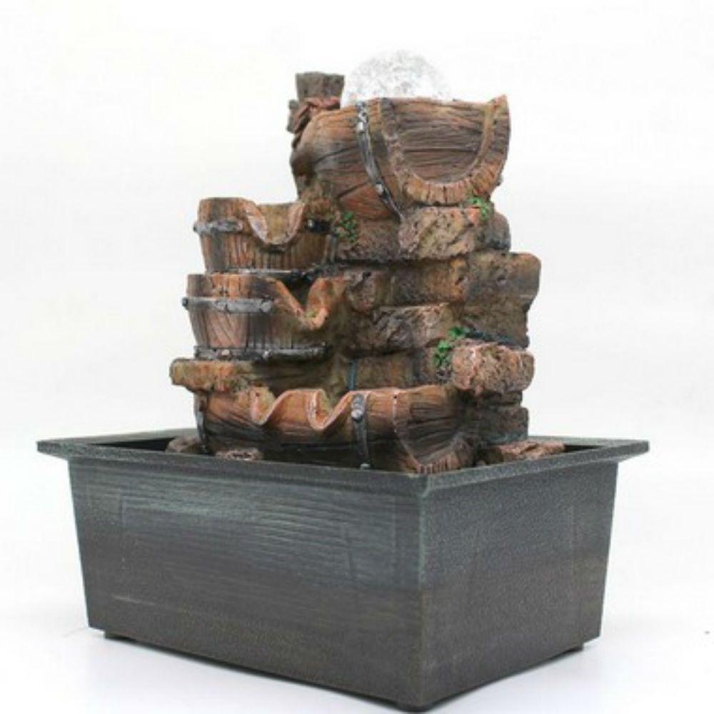 Fonte Água Decorativa Resina Cascata Iluminação Led Bivolt - 9