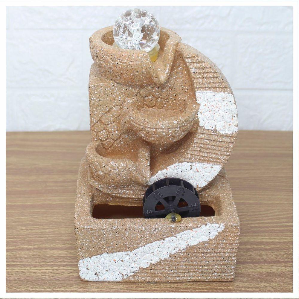 Fonte De água Decorativa Cascata 3 Quedas Com Roda D'água Luz Led Bivolt - 1