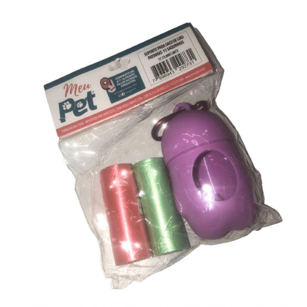 Suporte Para Saco De Lixo Com 2 Rolinhos De 15 Saquinhos Meu Pet Lilás - 1