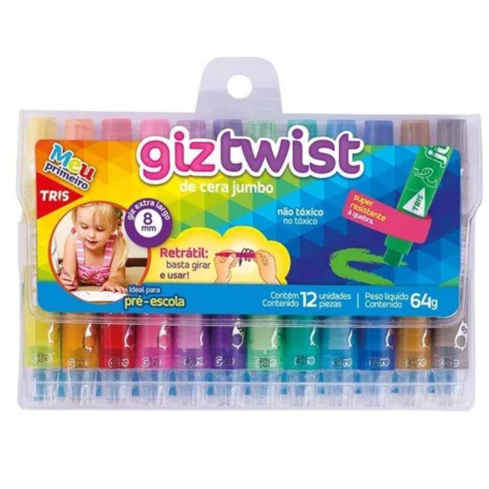 Giz Cera Retratil Twist Jumbo 12 Cores - Tris - 1