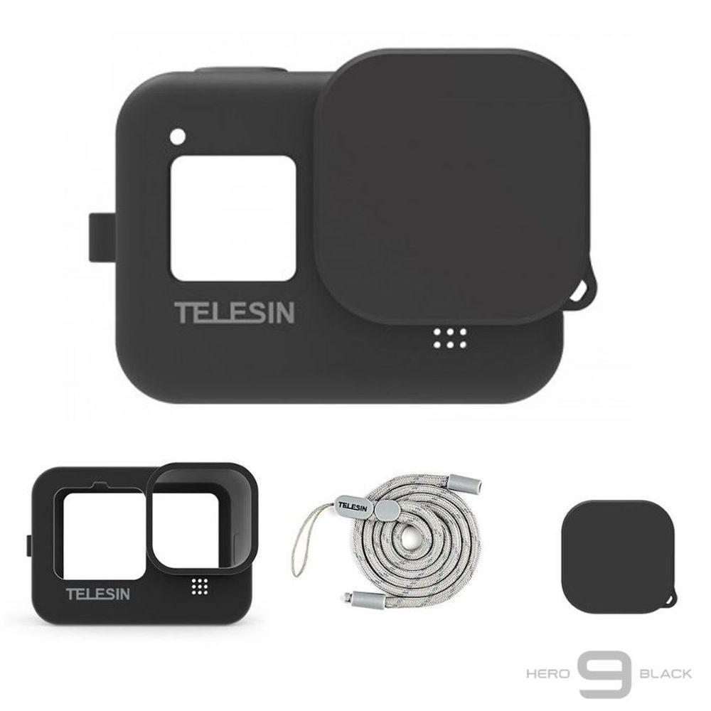 Capa de Silicone Preto + Cordão GoPro 9, 10 e 11 Black - Telesin - 1
