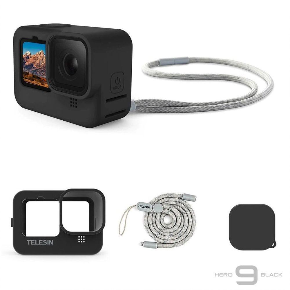 Capa de Silicone Preto + Cordão GoPro 9, 10 e 11 Black - Telesin - 2