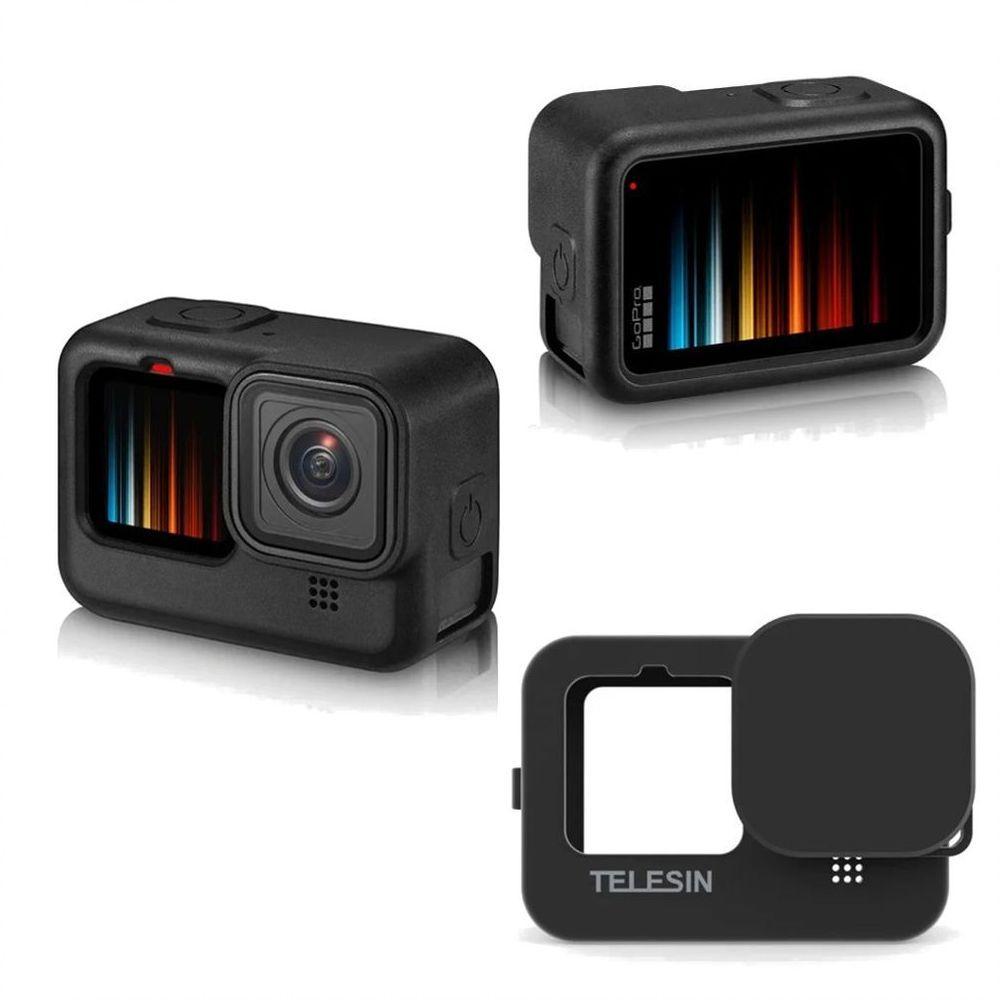 Capa de Silicone Preto + Cordão GoPro 9, 10 e 11 Black - Telesin - 3
