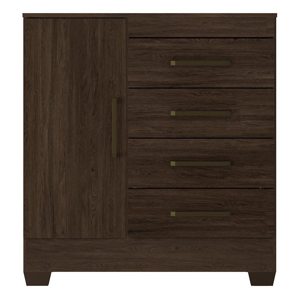 Cômoda De Madeira 4 Gavetas Montevidéu Demóbile Ébano Ébano - 2