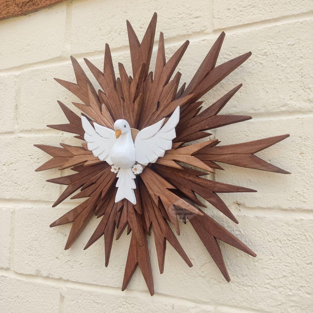 Divino Espirito Santo Triplo Em Madeira Sudeste Rústico - 2