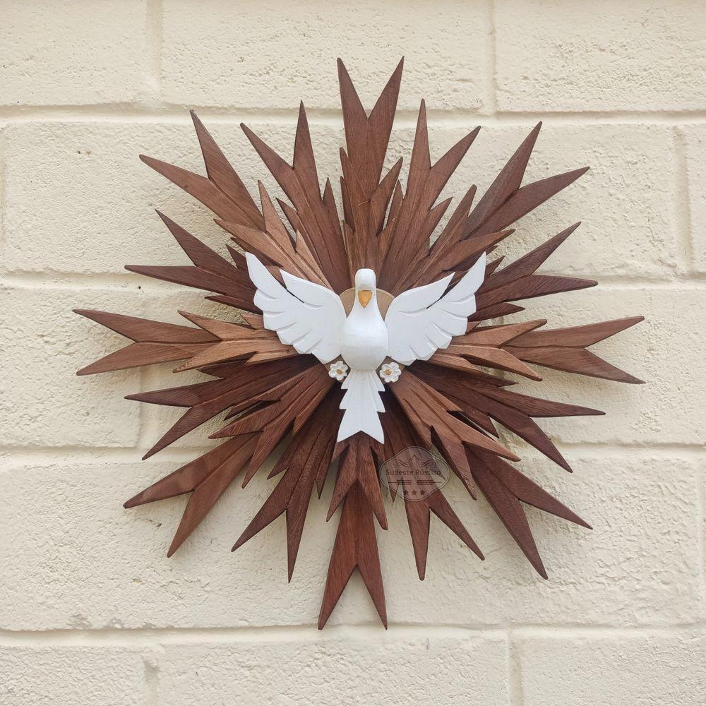 Divino Espirito Santo Triplo Em Madeira Sudeste Rústico - 3