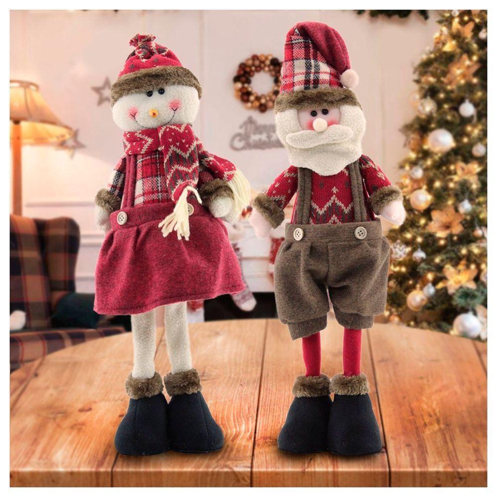 Dupla Boneco De Neve E Papai Noel Natal Decoração 50cm - 1