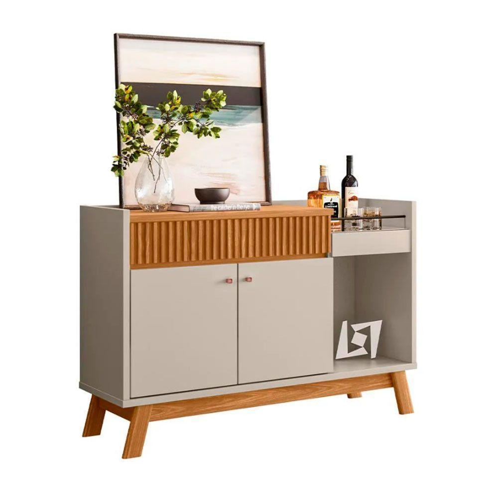 Buffet Lucca Retrô Com Bar Linea Brasil Nature Com Off White - 2
