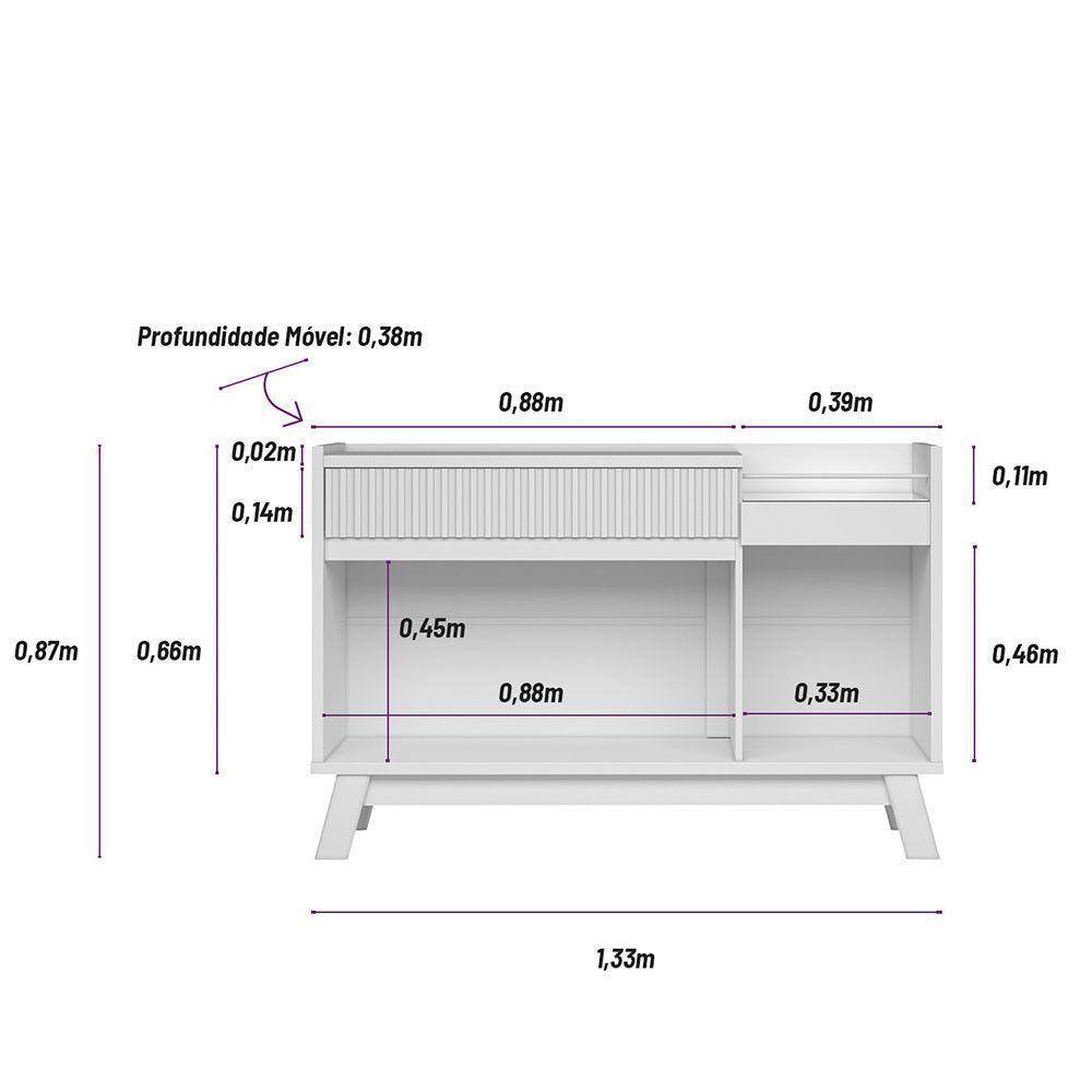 Buffet Lucca Retrô Com Bar Linea Brasil Nature Com Off White - 6