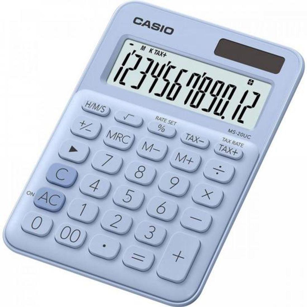 Calculadora De Mesa 12 Dígitos Ms20uc Azul Claro Casio - 1