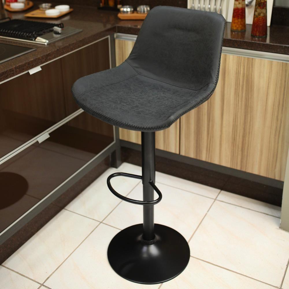 Kit 3 Banquetas Estofadas c/encosto p/Cozinha Gir.Preta - 2