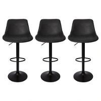 Kit 3 Banquetas Estofadas c/encosto p/Cozinha Gir.Preta - 1