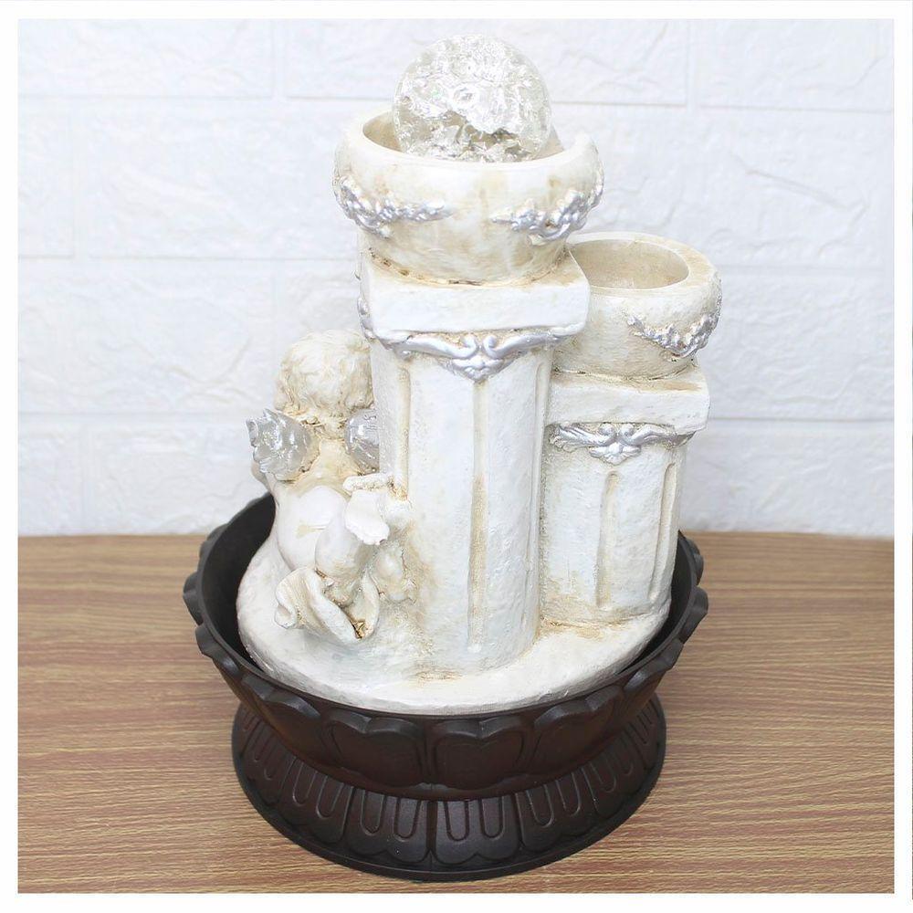 Fonte De água Decorativa Cascata Anjo 3 Quedas Luz De Led Bivolt - 2