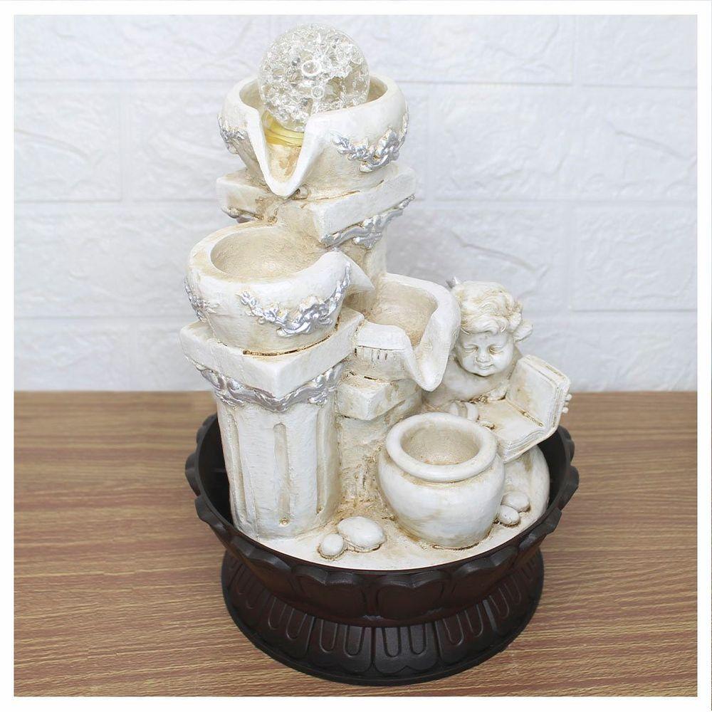 Fonte De água Decorativa Cascata Anjo 3 Quedas Luz De Led Bivolt - 3