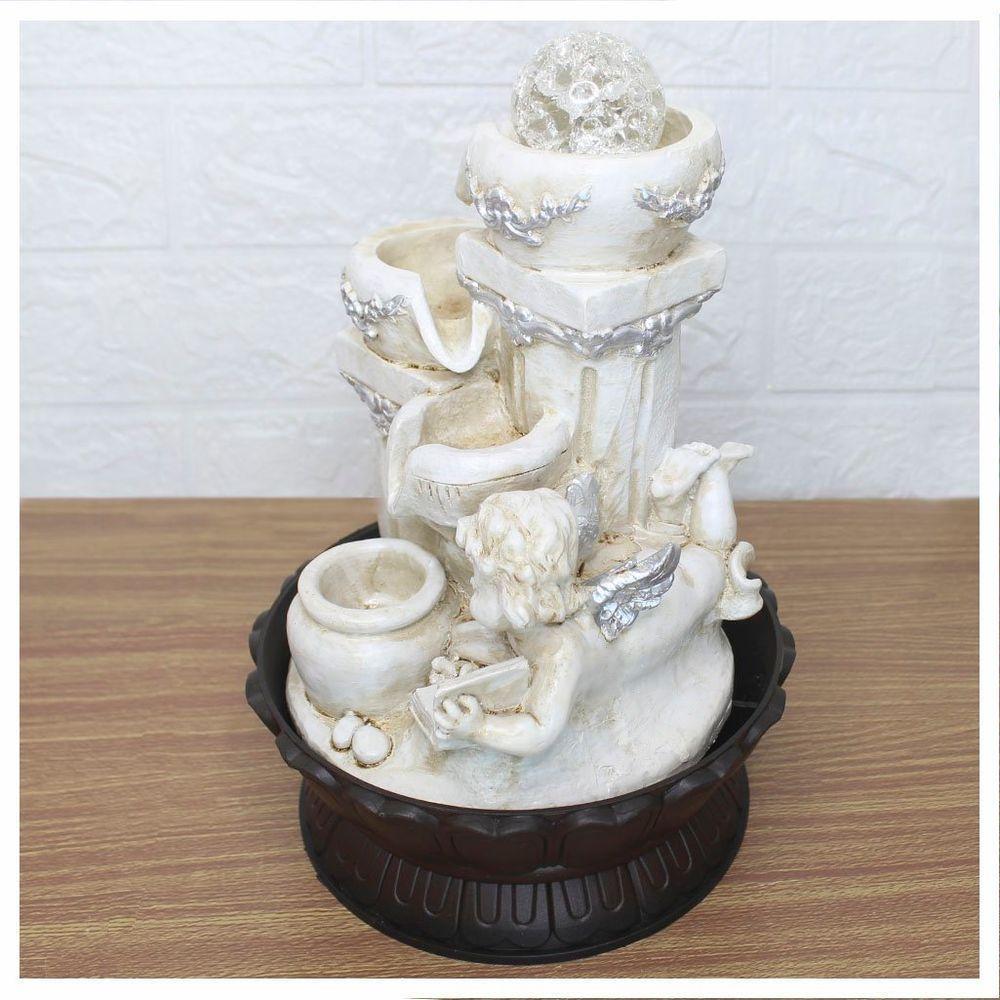 Fonte De água Decorativa Cascata Anjo 3 Quedas Luz De Led Bivolt - 4