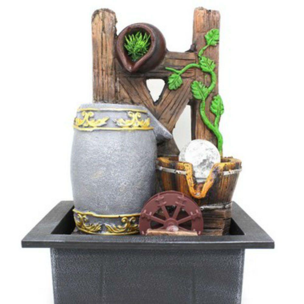 Fonte Água Decorativa Resina Cascata Iluminação Led Bivolt - 1