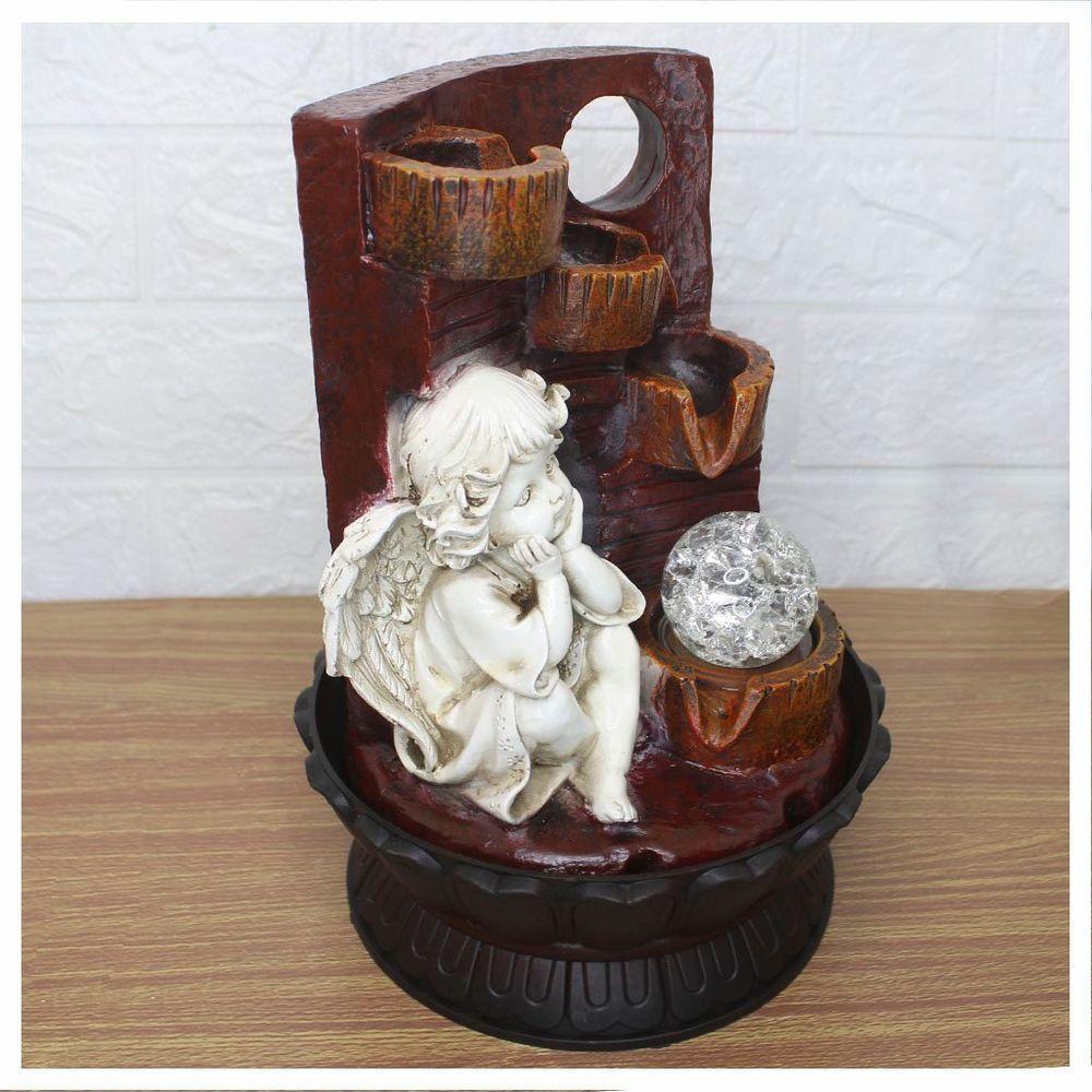 Decoração Fonte De água Anjo Cascata 3 Quedas Luz De Led Bivolt - 2