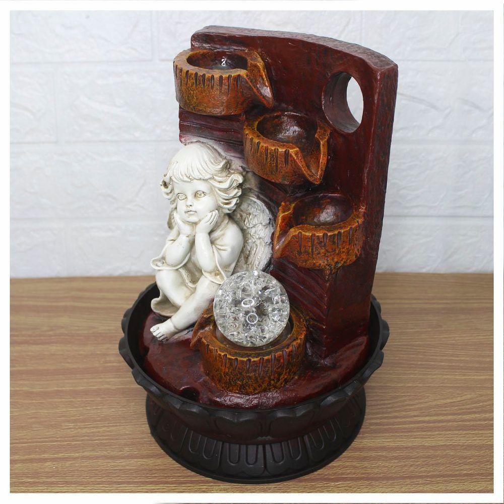 Decoração Fonte De água Anjo Cascata 3 Quedas Luz De Led Bivolt - 3