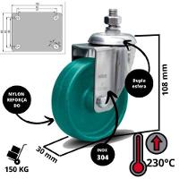 Rodizio Alta Temperatura Inox3Pol.gir.Espiga S/Freio 230ºc - 3