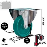 Rodizio Alta Temperatura Inox 3 Pol. Base Fixa 230ºc