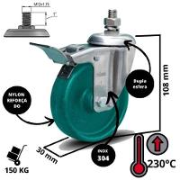 Rodizio Alta Temperatura Inox3 Pol.Gir.Espiga C/Freio 230ºc - 4