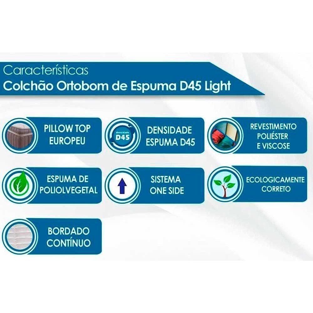 Cama Box Baú Queen: Colchão Espuma Ortobom D45 Light + Base CRC Courano White(158x198) - 5