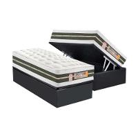 Cama Box Baú Solteiro: Colchão Molas Castor Bonnel Silver Star Air + Base CRC Suede Gray(88x188) - 1