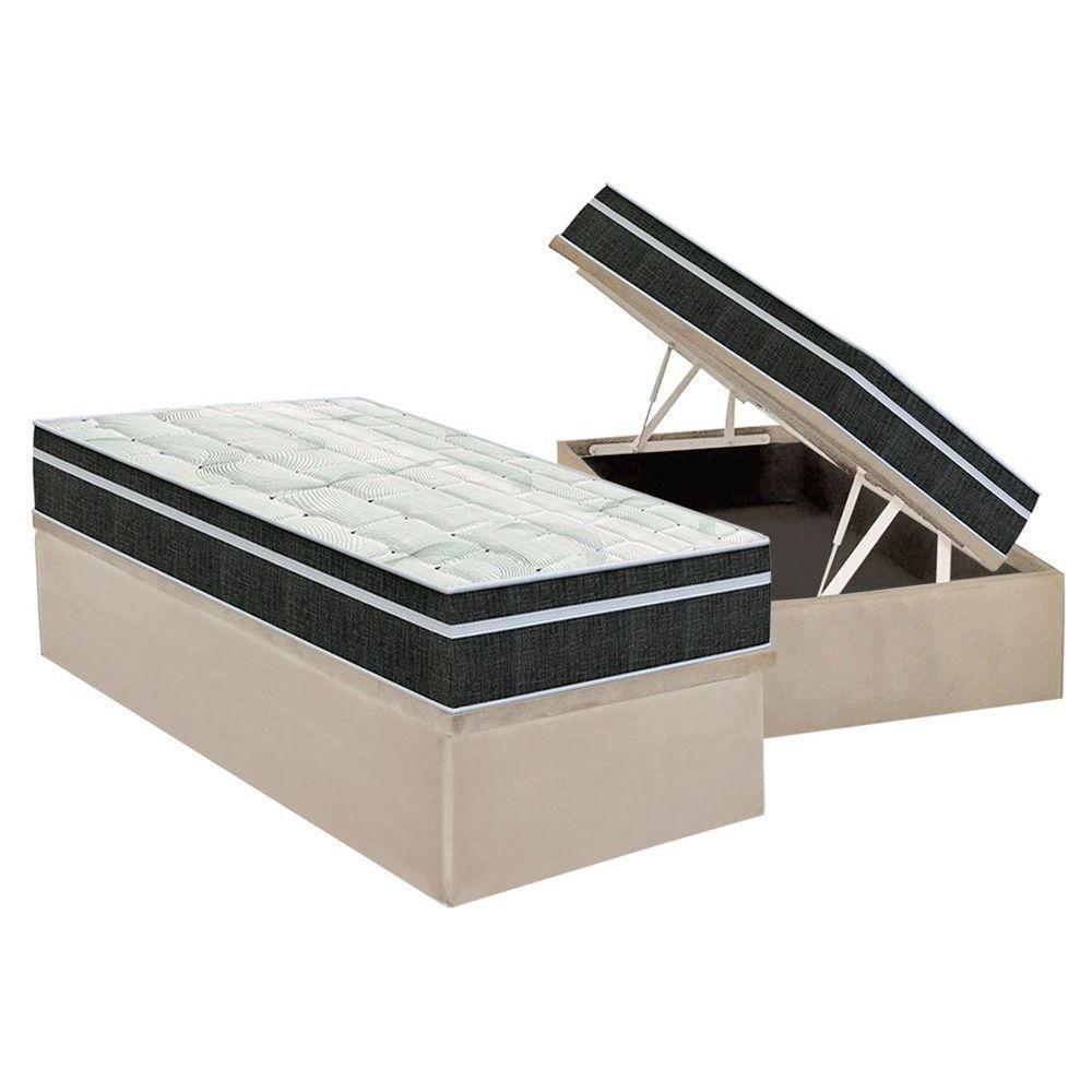Cama Box Baú Solteiro: Colchão Molas Bonnel Orthoflex Venezia + Base Crc Suede Clean(88x188) - 1