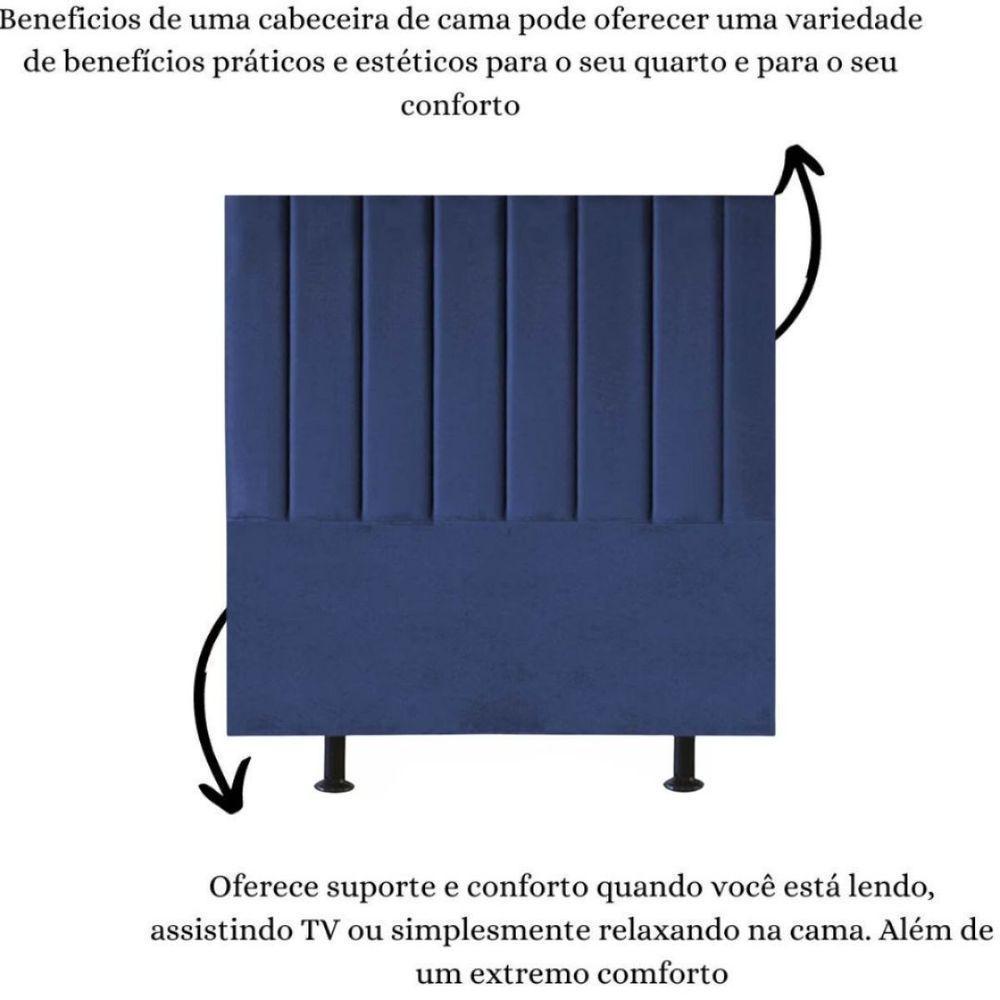Cabeceira Cama Box Solteiro 100 Cm Sophia Carla Suede Cor:azul Marinho - 3