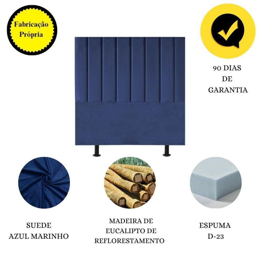 Cabeceira Cama Box Solteiro 100 Cm Sophia Carla Suede Cor:azul Marinho - 5