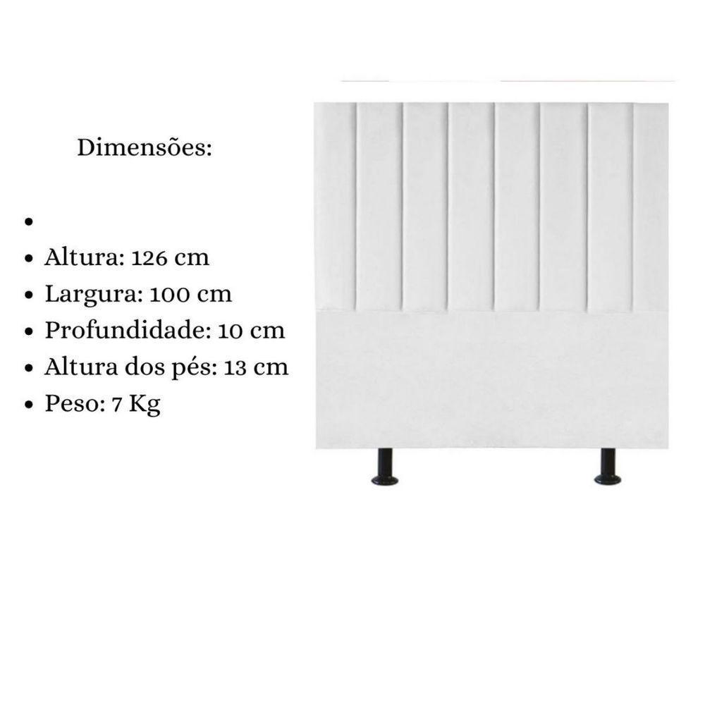 Cabeceira Cama Box Solteiro 100 Cm Sophia Carla Suede Cor:branco - 3
