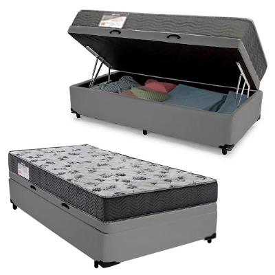 Cama Box Baú Solteiro Sintético + Colchão De Espuma D33 Sereneprime 88cm Cinza