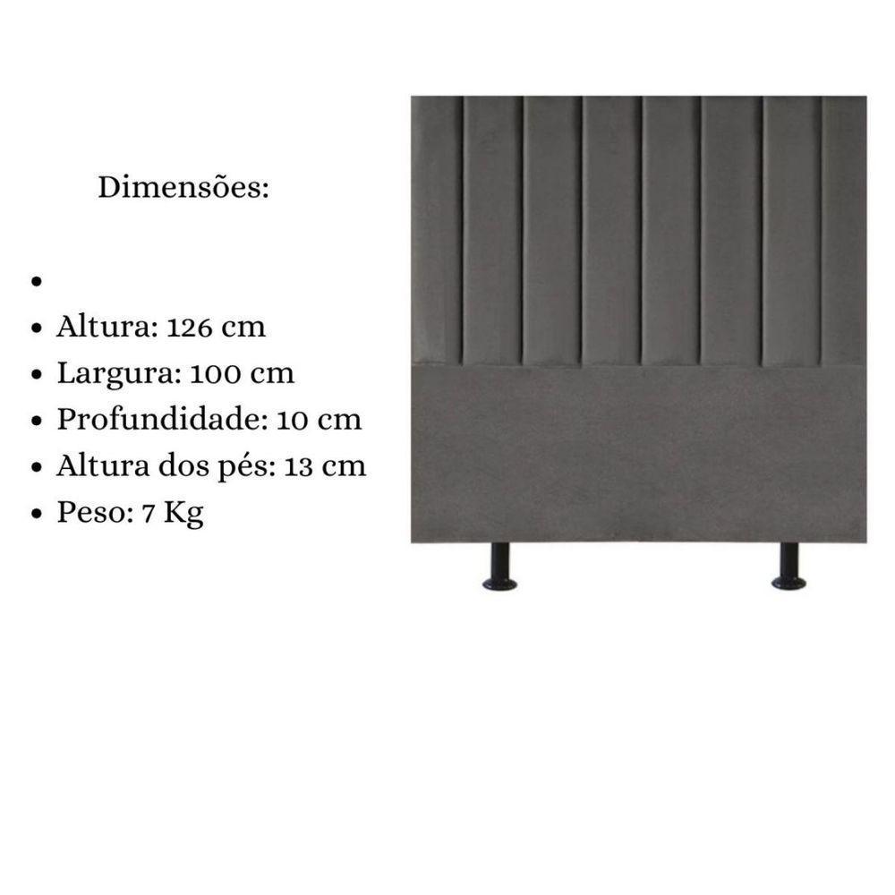 Cabeceira Cama Box Solteiro 100 Cm Sophia Carla Suede Cor:cinza Escuro - 6