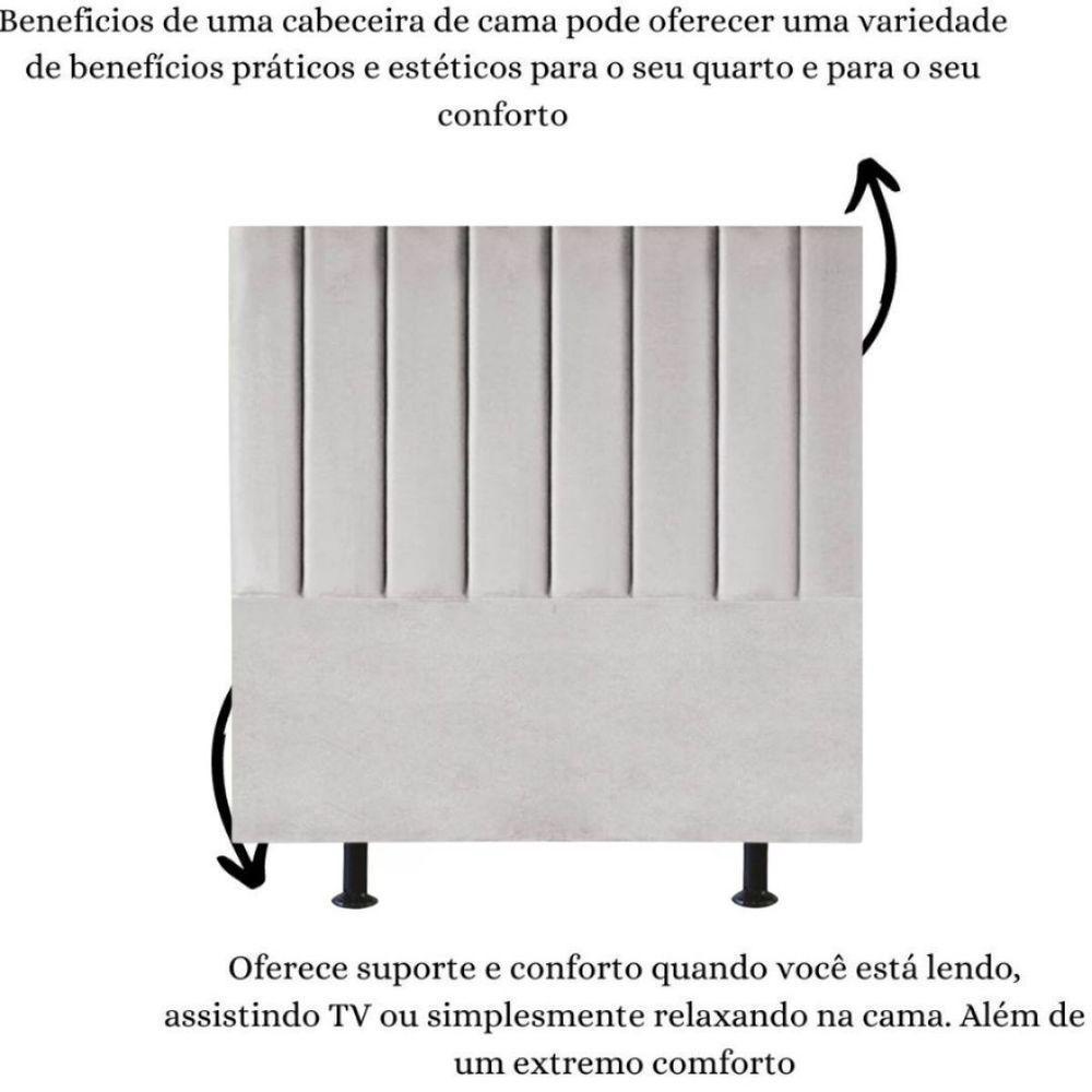 Cabeceira Cama Box Solteiro 100 Cm Sophia Carla Suede Cor:cinza Claro - 2