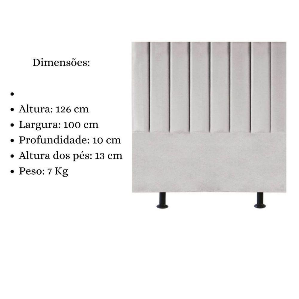 Cabeceira Cama Box Solteiro 100 Cm Sophia Carla Suede Cor:cinza Claro - 6