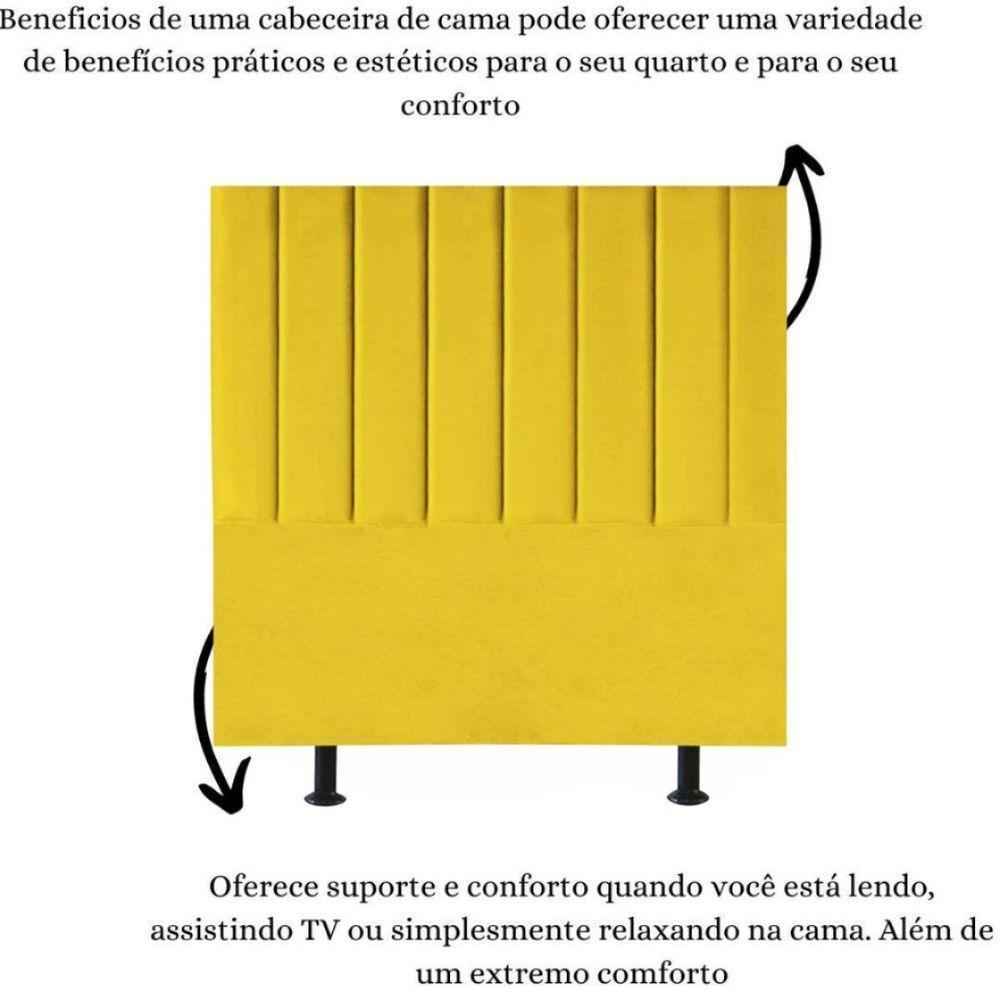 Cabeceira Cama Box Solteiro 100 Cm Sophia Carla Suede Cor:amarelo - 4